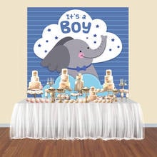 Beipoto é um menino chá de fraldas backdrops fotografia azul elefante bolo mesa banner decoração festa foto cabine backgroundb443 2024 - compre barato