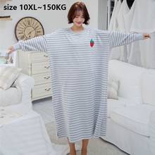 Большой размер 10XL хлопковое Детское Белье для сна ночная рубашка с длинными рукавами для женщин пижамный комплект с круглым вырезом Макси Платья повседневные Безразмерные домашняя ночная рубашка 2024 - купить недорого