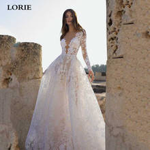 LORIE Princess Lace Wedding Dresses Long Sleeve Boho Bride Dresses Backless Vestidos de novia Elegant Wedding Gowns 2024 - buy cheap