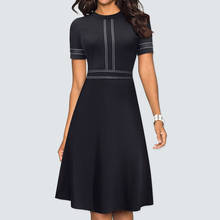 New Summer Brief O-Neck  A-Line Office Dress Elegant Casual Sheath Formal Flare Women Dress HA140 2024 - buy cheap