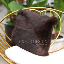 Free Shipping CX-D-25 Genuine Fur Pillows Rabbit Fur Sofa Cushion Cover Double Sides Fur 2024 - buy cheap