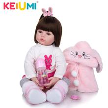 KEIUMI Cute Rabbit Reborn Menina Dolls 24'' Realistic Soft Silicone Reborn Baby Dolls 60 cm DIY toy For kids Birthday Playmates 2024 - buy cheap