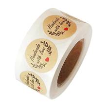 500 Labels/Roll Round Kraft Thank You Stickers Scrapbooking Seal labels Hand Made With Love Stickers Paper Stationery Sticker 2024 - buy cheap