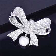 Luxury Bow Cubic Zirconia Brooch Pin Crystal Bow-knot Brooches for Women Brooch Elegantes Christmas Jewelry Female Broche Pins 2024 - buy cheap