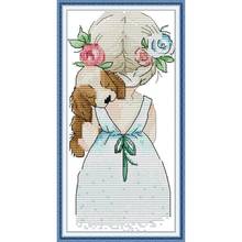 Joy Sunday little girl and puppy pattern cross stitch kit 14CT 11CT count canvas printing embroidery set DIY needlework crafts 2024 - buy cheap