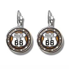 New Route US 66 French Hook Earrings Glass Cabochon Jewelry Historic Route 66 USA Earrings Women Girls Jewelry Accessory Gift 2024 - buy cheap