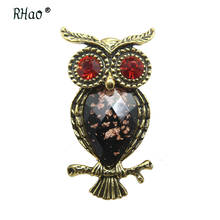 RHao Vintage Red Eyes Owl Brooches for Women Men Suit jewelry accessories Retro Gold Alloy Owl Brooch pins hijab pins gifts pins 2024 - buy cheap
