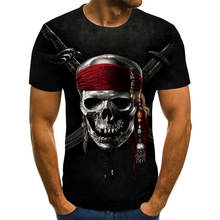 Мужская летняя футболка с 3D-принтом черепа 2024 - купить недорого