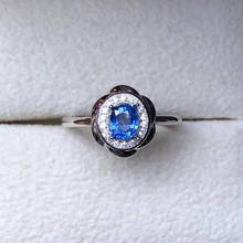CoLife-Anillo de zafiro azul y plata 925, anillo de compromiso, zafiro Natural, 4x5mm 2024 - compra barato