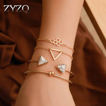 ZYZQ Simple Euro Stylish Minimalist Bracelets set For Women Trendy Geometric Triangle Shaped Accessories Jewelry Bracelets Hot 2024 - buy cheap
