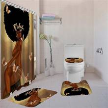 Africano-americano preto feminino meninas arte chuveiro cortinas barracas de água e banheiras banho conjuntos tapete de banho toalete conjunto 2024 - compre barato