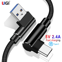 UGI-Cable de carga rápida para teléfono móvil, accesorio Micro USB tipo C con forma de L doble de 90 grados, 2.4A, para Samsung 2024 - compra barato