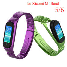 Ремешок Mi Band 5, металлический ремешок из нержавеющей стали для Xiaomi Mi Band 5, ремешок, умные часы, браслеты MiBand 5 NFC, сменные ремешки Band5 2024 - купить недорого