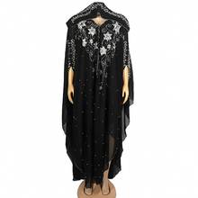 Черные африканские платья макси для женщин 2020 новый дизайн базин шифоновое длинное платье с длинными рукавами бриллиантами Дашики длинное платье для женщин 2024 - купить недорого