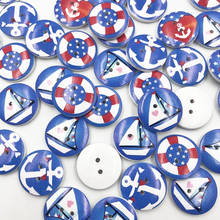 25/50Pcs Blue Sailing / anchor / Flag Wood Buttons Clothing sewing 20mm WB703 2024 - buy cheap