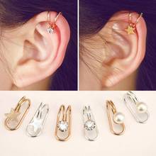 1 PCS Ear Cuff U Star Moon Earring Punk Minimalist Women Metal Buckle Fake Piercing Ear Clip Without Puncture Pearl Earrings 2024 - buy cheap