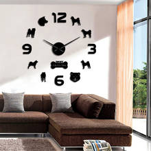 Akita-Reloj de pared con pegatinas de arte Lnu, reloj de pared gigante para el hogar familiar, sin marco, silencioso, para amantes de los perros 2024 - compra barato