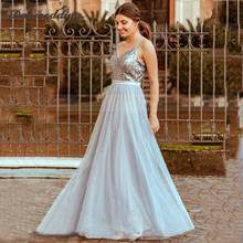 Simple Evening Dress Sequined A-Line V-Neck Sleeveless Spaghetti Straps Prom Dress Satin Sashes  Evening Gowns 2024 - buy cheap