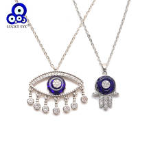 Collar con colgante de ojo de la suerte para mujer, cadena larga con borla de mano de Fátima Hamsa, turco, malvado, Color plateado, LE603 2024 - compra barato