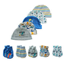 Sombreros y guantes de algodón 2020 Unisex para bebé, sombreros y guantes para recién nacido, gorra de noche ajustada de dibujos animados, conjuntos de accesorios para bebé con estampado, 2 uds. 2024 - compra barato