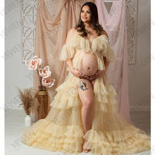 Vestido de maternidad de tul con volantes para sesión de fotos, vestidos largos de embarazo para fotografía, accesorios de fotografía para Baby Shower, 2021 2024 - compra barato