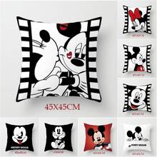 Disney branco preto mickey minnie mouse capa de almofada bonito fronhas decorativas no sofá da cama bebê crianças presente aniversário 45x45cm 2024 - compre barato