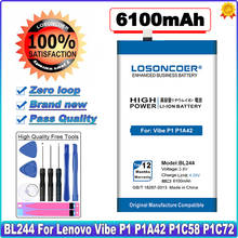 LOSONCOER-batería BL244 de 6100mAh para Lenovo Vibe P1, P1A42, P1C58, P1C72, número de seguimiento 2024 - compra barato