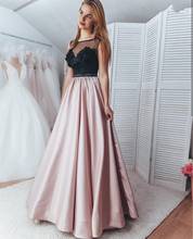 Evening Dress 2020 A-line Scoop Satin Hand Flowers 3d Floor Length Women Party Gowns Formal Elegant Special Occasion Gorgeous 2024 - buy cheap