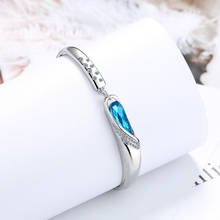 KOFSAC-brazalete de circonia de cristal con gotas de agua azul para mujer, joyería de moda, pulseras de plata 925, regalos de aniversario para mujer 2024 - compra barato