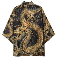 Estilo chinês kimono dourado dragon harajuku, masculino feminino, casaco japonês tradicional yukata, roupas haobi masculinas 2024 - compre barato