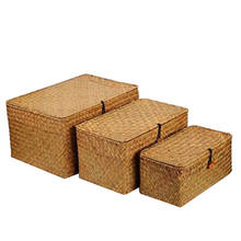 Woven Wicker Storage Bins Basket Sets for Shelves, Set Of 3 Different Sizes, Multipurpose Container with Lid 2024 - buy cheap
