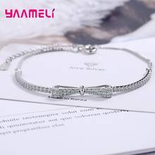 Pulseira de prata esterlina 925, bracelete para mulheres, meninas, joia designer de luxo de cristal cz 2024 - compre barato