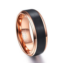 8mm Rose Gold Stainless Steel Ring Surface Black Color Brushed Fashion Men's Wedding Band Jewelry Accessories Size 6-13 2024 - buy cheap