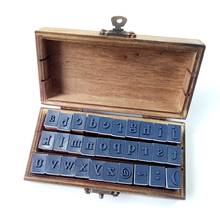 4set/lot Retro Vintage  Romantic Uppercase&Lowercase Letter  Wooden Craft Box Alphabet Letter Stamp Rubber Stamp Set Wholesale 2024 - buy cheap