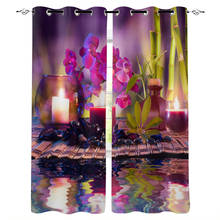 Cortinas de orquídea violeta bamboostone, cortinas com janelas para sala de estar, cozinha, decoração moderna para casa, quarto, tratamento 2024 - compre barato