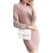 2021 New Autumn And Winter Fashion Dresses Discounts Dress Imitation Sweater Dress Long Sleeve Warm Dress  Faldas Mujer Moda 2024 - buy cheap