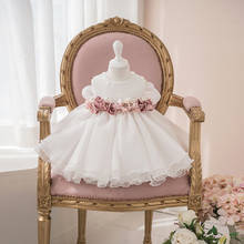 Vestido de primer cumpleaños para niña, vestido de flores blancas para fiesta de boda, banquete, primera fiesta 2024 - compra barato