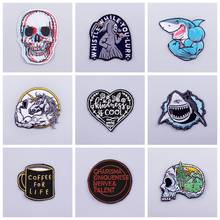 Punk Heart Patch Iron On Patches On Clothes Stripe Stickers Shark/Skull Embroidered Patches For Clothing Applique Jacket Patch 2024 - buy cheap