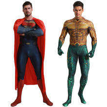 Deluxe Superman Aquaman Cosplay Costume Adult Men Justice League Superhero Jumpsuit Halloween Costume Men Adult 2024 - buy cheap