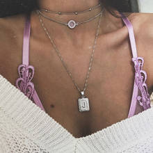 HebeDeer-collar con inicial para mujer, Gargantilla con letras, cadena, Color plateado 2024 - compra barato
