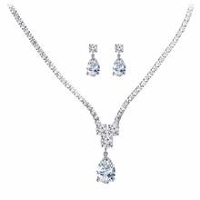 janekelly New design luxury AAA zircon water drop shape necklace pendant Set  for women,high quality party/jewelry wedding 2024 - buy cheap