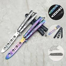 ZIYLCO Colorful Stainless Steel Knife Butterfly Training Knife Outdoor Knife Competition Blunt Tool No Blade Balisong Trainer 2024 - buy cheap