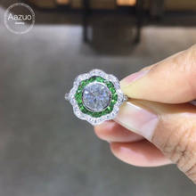 Aazuo Original Real 14K White Gold Natural White Aquamarin Tsavorite Real Diamonds Crassic Flower Ring gifted for Women Au750 2024 - buy cheap