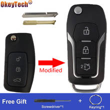 OkeyTech-funda de repuesto para llave de coche, carcasa para mando a distancia, abatible modificado, Fob, para Ford C Max S Max Galaxy Focus Fiesta Ecosport Kuga 2024 - compra barato