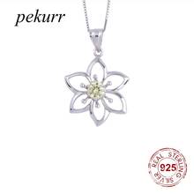 Pekurr 925 Sterling Silver Topaz Gems Lotus Flower Necklaces For Women Hollow Sunflower Pendants Wedding Fashion Jewelry 2024 - buy cheap