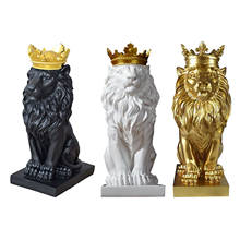 Abstract Gold Crown Lion Sculpture Resin Figurine Home Decor Shelf Statue 2024 - buy cheap