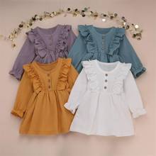 1-6Yrs Children Girls Ruffles Dress Clothes Spring Girls Long Sleeves Dress Mini Dress Autumn Kids Outfits 2024 - buy cheap