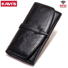 KAVIS-billeteras de cuero de alta calidad para mujer, Carteras de mano, tarjetero largo, práctico, para pasaporte, con cremallera 2024 - compra barato