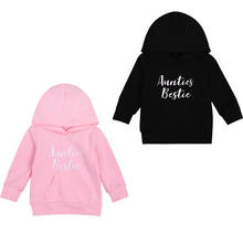 1-6Y Casual Kid Baby Girl Boy Hooded Sweatershirt AUNTIES BESTIE Letter Print Long Sleeve Hoodies with Pocket for Autumn 2024 - buy cheap