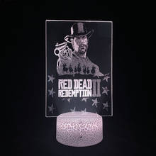 Lámpara de luz LED 3D para decoración de sala de juegos, lámpara de mesita de noche con despertador RDR2, Red Dead Redemption 2, para Hotel, fiesta, Club 2024 - compra barato